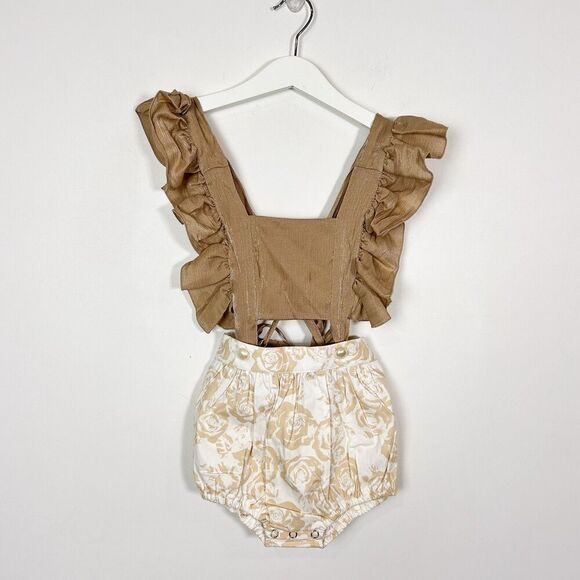 NWT Stella Phoenix The Ivy Playsuit Golden Roses Romper Sz 3 - Picture 2 of 9